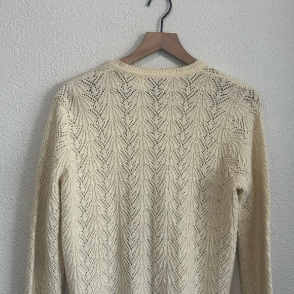 VTG Amana Woolen Mills Salesroom Cardigan Medium Button Up Cream Textured Knit - Picture 4 of 7
